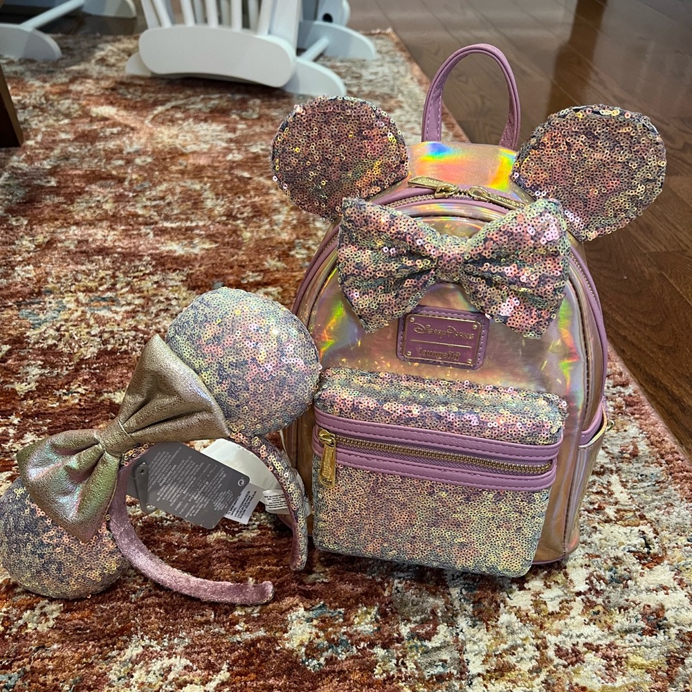 Loungefly backpack and ears 50th anniversary set